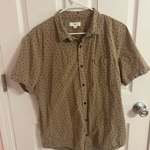 bp Olive Short-Sleeve Button-Up Shirt with Black Dot Print